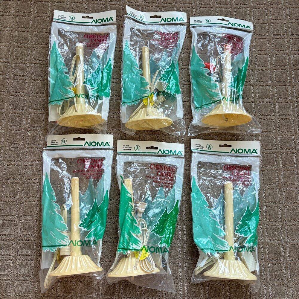 Vintage Noma Christmas Single Plastic Drip Candle Stick Light 9" Lot of 6 New